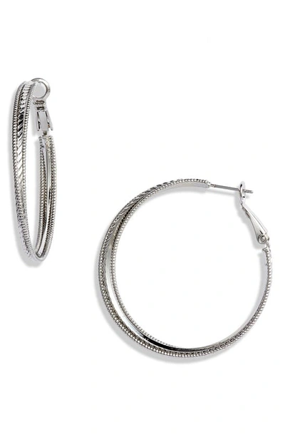 Nordstrom Large Double Hoop Earrings In Rhodium