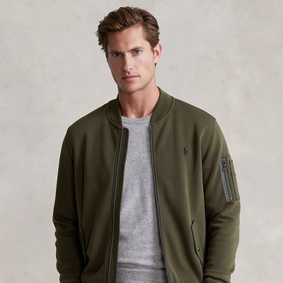 Ralph Lauren Double-knit Bomber Jacket In Company Olive