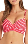 Sea Level Stripe Cross Front D- & Dd-cup Molded Bikini Top In Coral