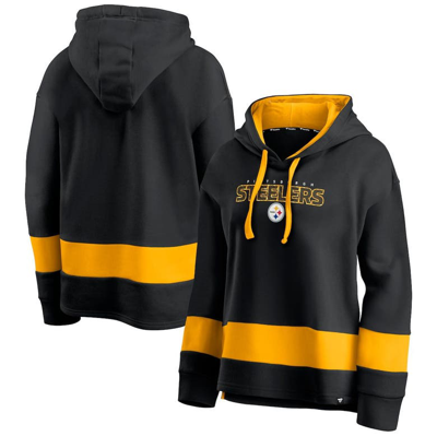 Fanatics Women's  Black And Gold Pittsburgh Steelers Colors Of Pride Colorblock Pullover Hoodie In Black,gold