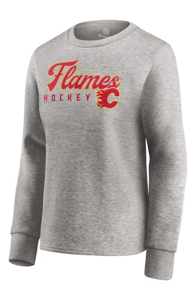 Fanatics Branded Heathered Gray Calgary Flames Fan Favorite Script Pullover Sweatshirt