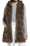 Via Spiga Grooved Faux Fur Hooded Vest In Taupe
