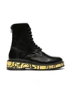 VERSACE BAROCCO-PRINT LEATHER BOOTS