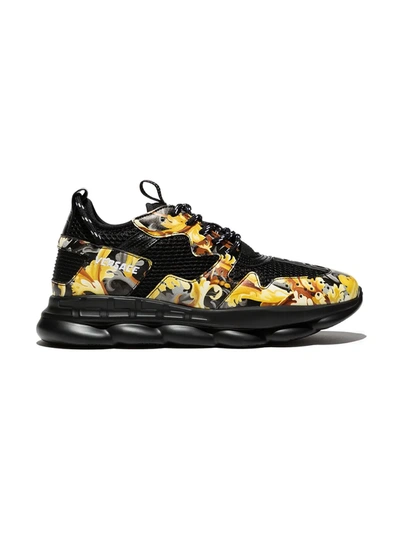 Versace Kids' Chain Reaction Barocco Print Trainers In Black