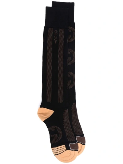 Gucci Interlocking G Cotton Blend Socks In Black
