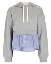 Veronica Beard Hockley Cotton Drawstring Sweatshirt In Grey