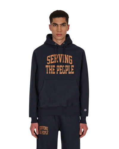 Serving The People Collegiate Hooded Sweatshirt In Navy