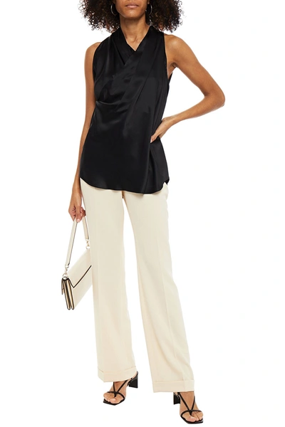 Adam Lippes Draped Silk-satin Top In Black