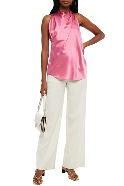 Adam Lippes Draped Silk-satin Top In Blue