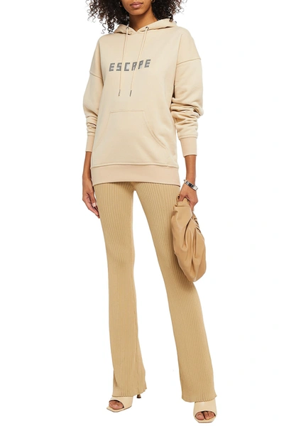 Dion Lee Crystal-embellished French Cotton-terry Hoodie In Beige