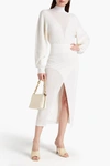 Dion Lee Layered Open And Stretch-knit Midi Skirt In Ivory