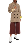 Msgm Belted Checked Gabardine Coat In Sand