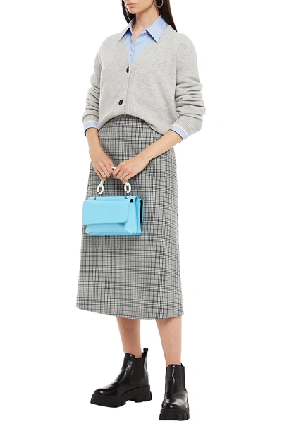 Msgm Prince Of Wales Checked Woven Midi Skirt In Grey
