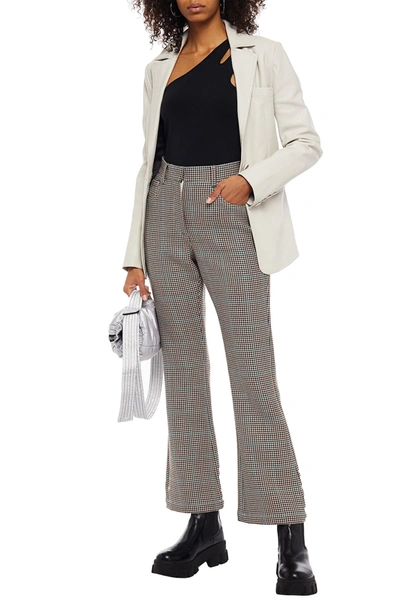 Off-white Houndstooth Wool-jacquard Flared Trousers In Grey