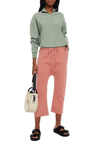 Nili Lotan Cropped French Cotton-terry Track Trousers In Pink