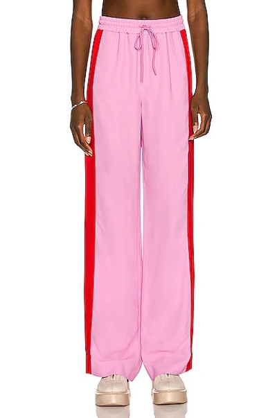 Burberry Wide Leg Track Trousers Primrose Pink And Red In Multi-colored