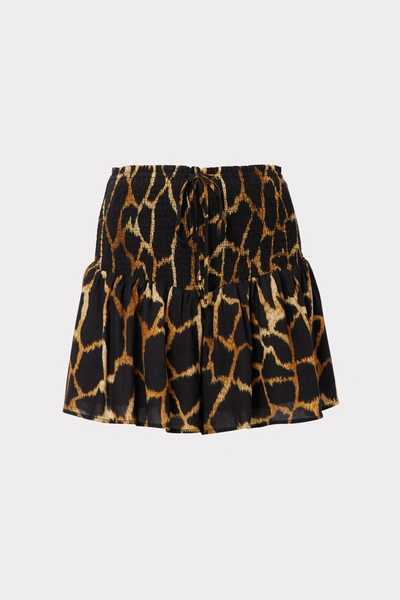 Milly Wendy Giraffe-print Linen Shorts In Black Multi