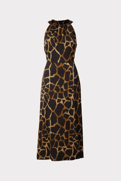 Milly Mia Giraffe Print Midi-dress In Black Multi