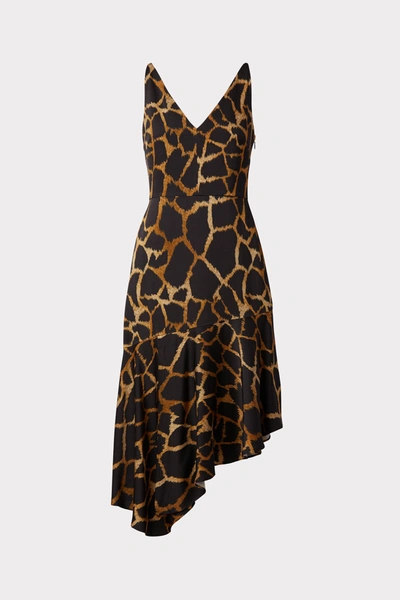 Milly Dashielle Giraffe Print Dress In Black Multi