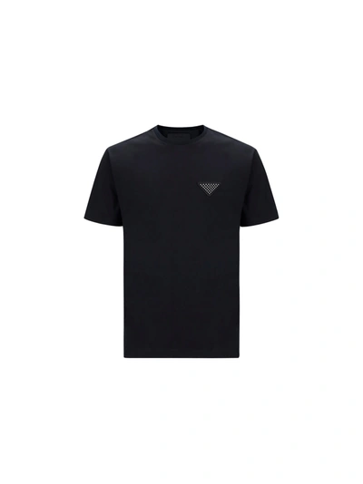 Prada Logo Triangle Beaded T-shirt In Black