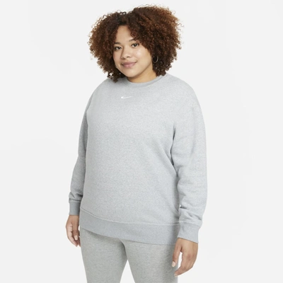 Nike Sportswear Collection Essentials Women's Fleece Crew In Dark Grey Heather,white