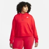 Nike Sportswear Essentials Women's Oversized Fleece Hoodie In Chile Red,white