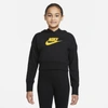 Nike Sportswear Club Big Kids' (girls') French Terry Cropped Hoodie In Black