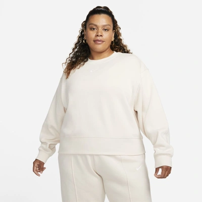 Nike Women's  Sportswear Collection Essentials Oversized Fleece Crew (plus Size) In White