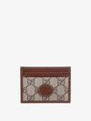 Gucci Logo Patch Monogram Print Cardholder In Beige