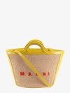 Marni Matting Handbag With Embroidered Logo Detail - Atterley In Yellow
