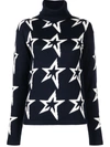 Perfect Moment Star Dust Intarsia Merino Wool Turtleneck Sweater In Blau