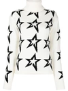 Perfect Moment Star Dust Intarsia Merino Wool Turtleneck Sweater In White