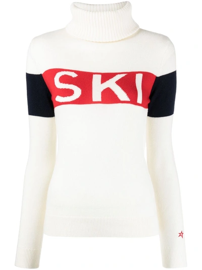 Perfect Moment Kids' Ski Intarsia Wool Knit Sweater In White