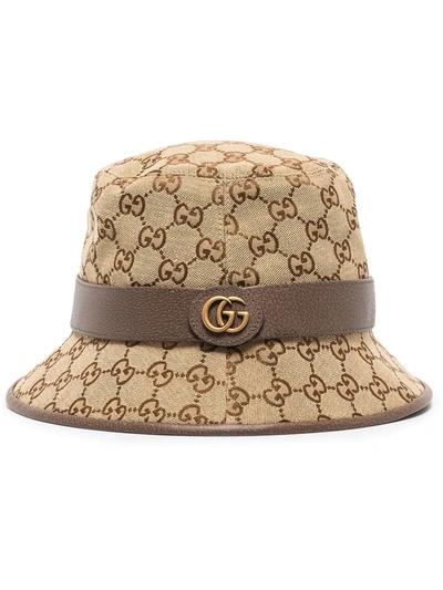 Gucci Gg Cotton Blend Canvas Bucket Hat In Beige