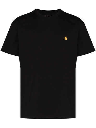 Carhartt American Script Embroidered Logo T-shirt In Black