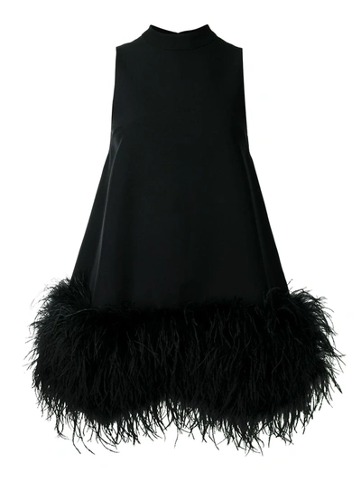 Rachel Gilbert Linc Feather-trim Mini Dress In Schwarz