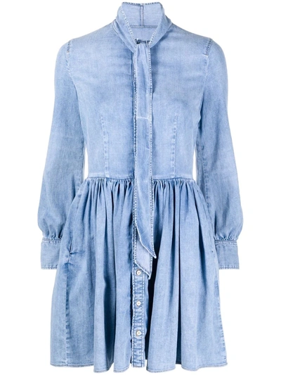 Dsquared2 Light Blue Pussy-bow Long-sleeved Dress