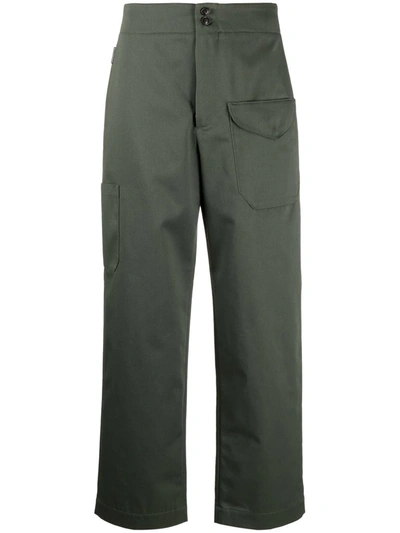 Woolrich Flap-pocket Straight Trousers In Grün