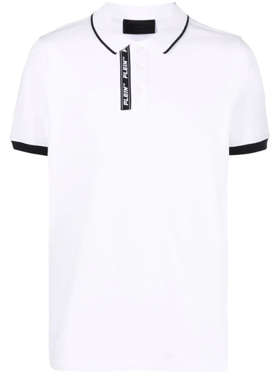 Philipp Plein Logo-tape Detail Polo Shirt In Weiss