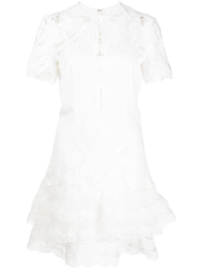 Jonathan Simkhai Paislee Applique Lace Mini Tee Dress In White