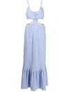 Jonathan Simkhai Ayla Chain-embellished Cut-out Maxi Dress In Blue