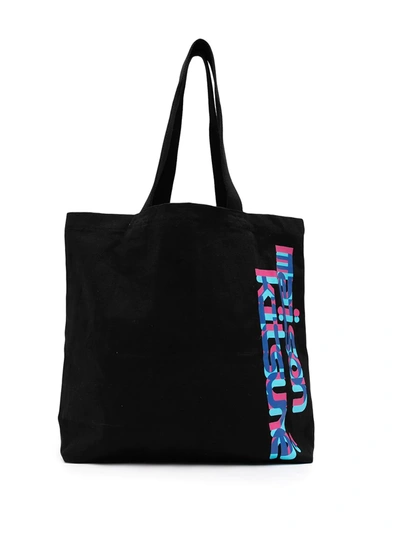 Maison Kitsuné Logo-print Tote Bag In Schwarz