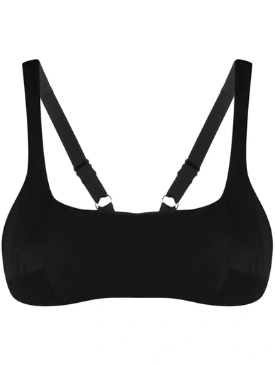 Form And Fold The Crop Square-neck Bikini Top In Black