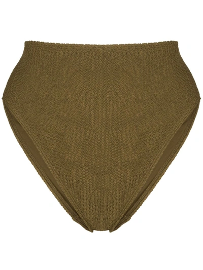 Form And Fold The 90s Rise High-waist Bikini Bottoms In Green