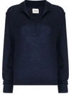 Khaite Jo Stretch Cashmere Polo Sweater In Abyss