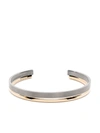 LE GRAMME 18KT POLISHED YELLOW GOLD AND BLACKENED STERLING SILVER RIBBON CUFF SET