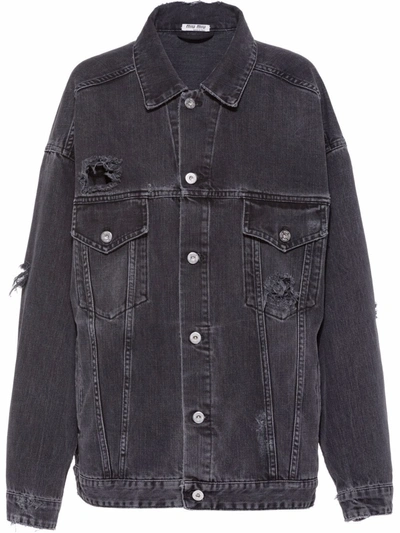 Miu Miu Oversized Black Denim Blouson Jacket