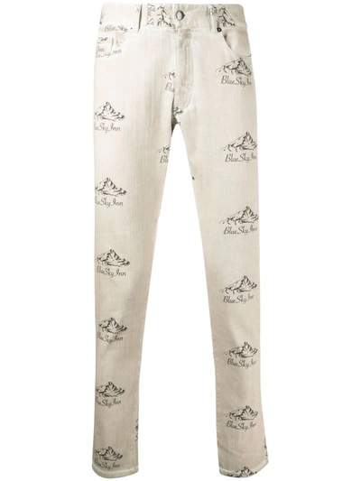 Blue Sky Inn Logo-print Slim-fit Slim-leg Stretch-denim Trousers In Dirty