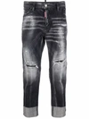 Dsquared2 Distressed-finish Denim Jeans In Schwarz