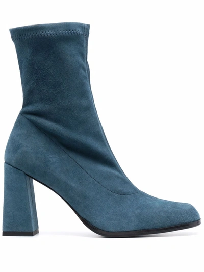 By Far Mel Stretch-suede Sock Boots In Blue